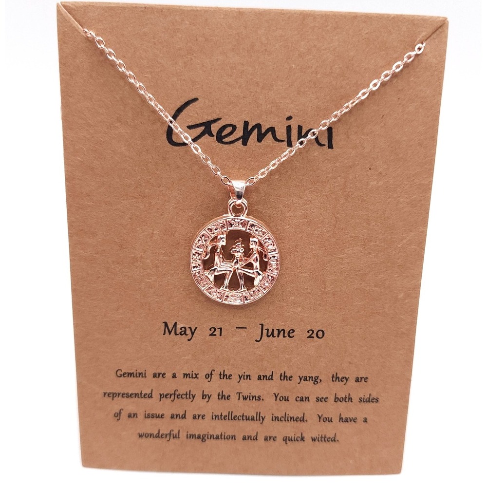 Gemini Zodiac Rose Gold‎ Pendant Necklace